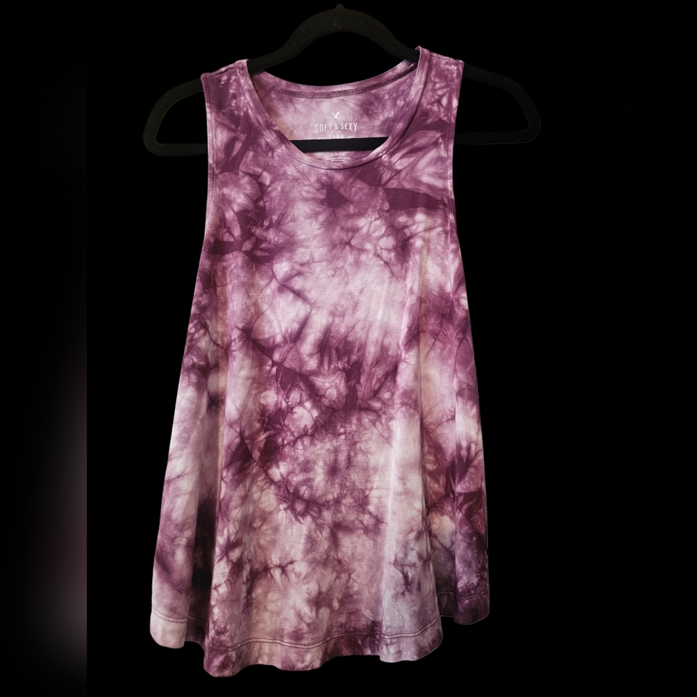 American Eagle Outfitters Purple Tie-Dye Tank Top